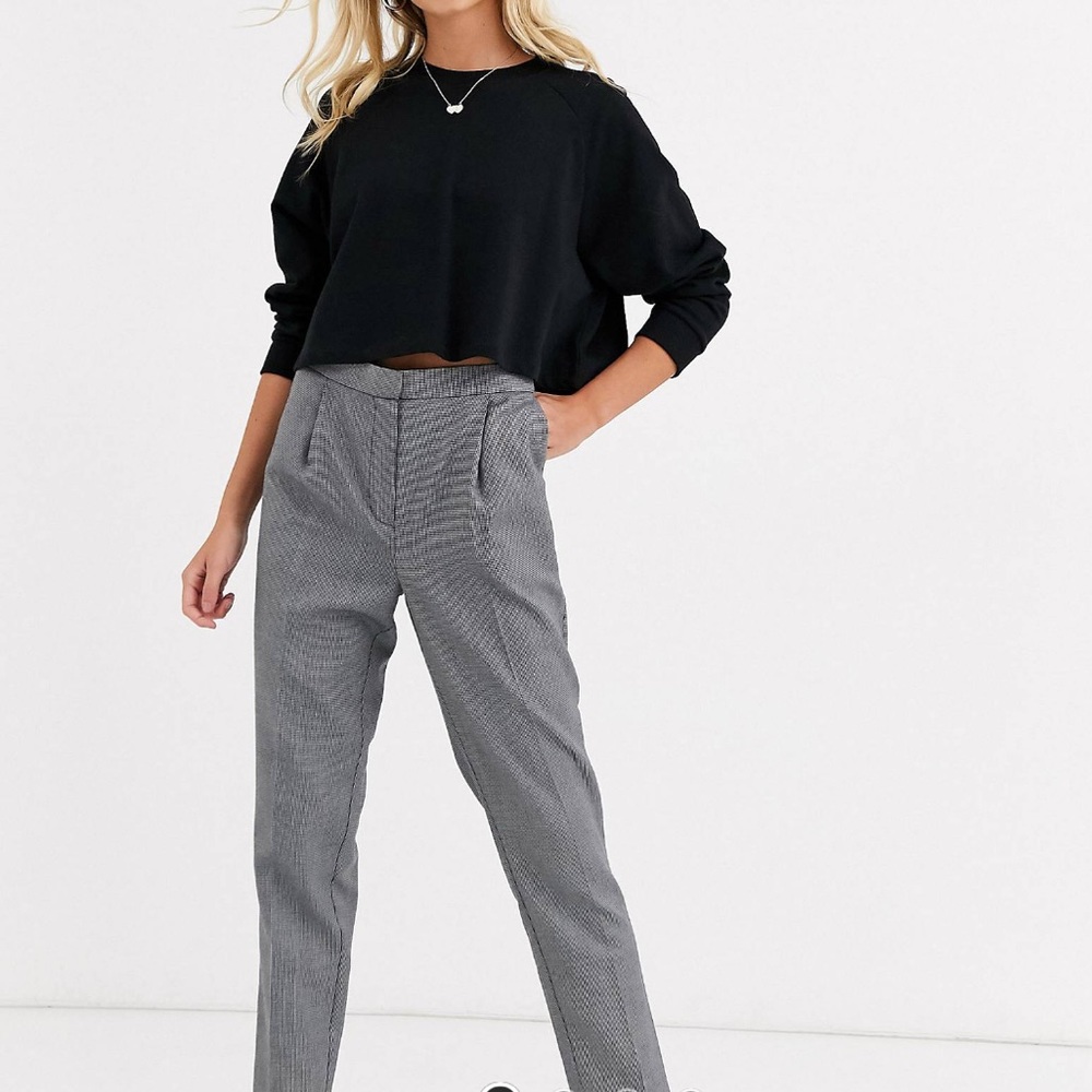 New Look tailored work pants in gray pattern